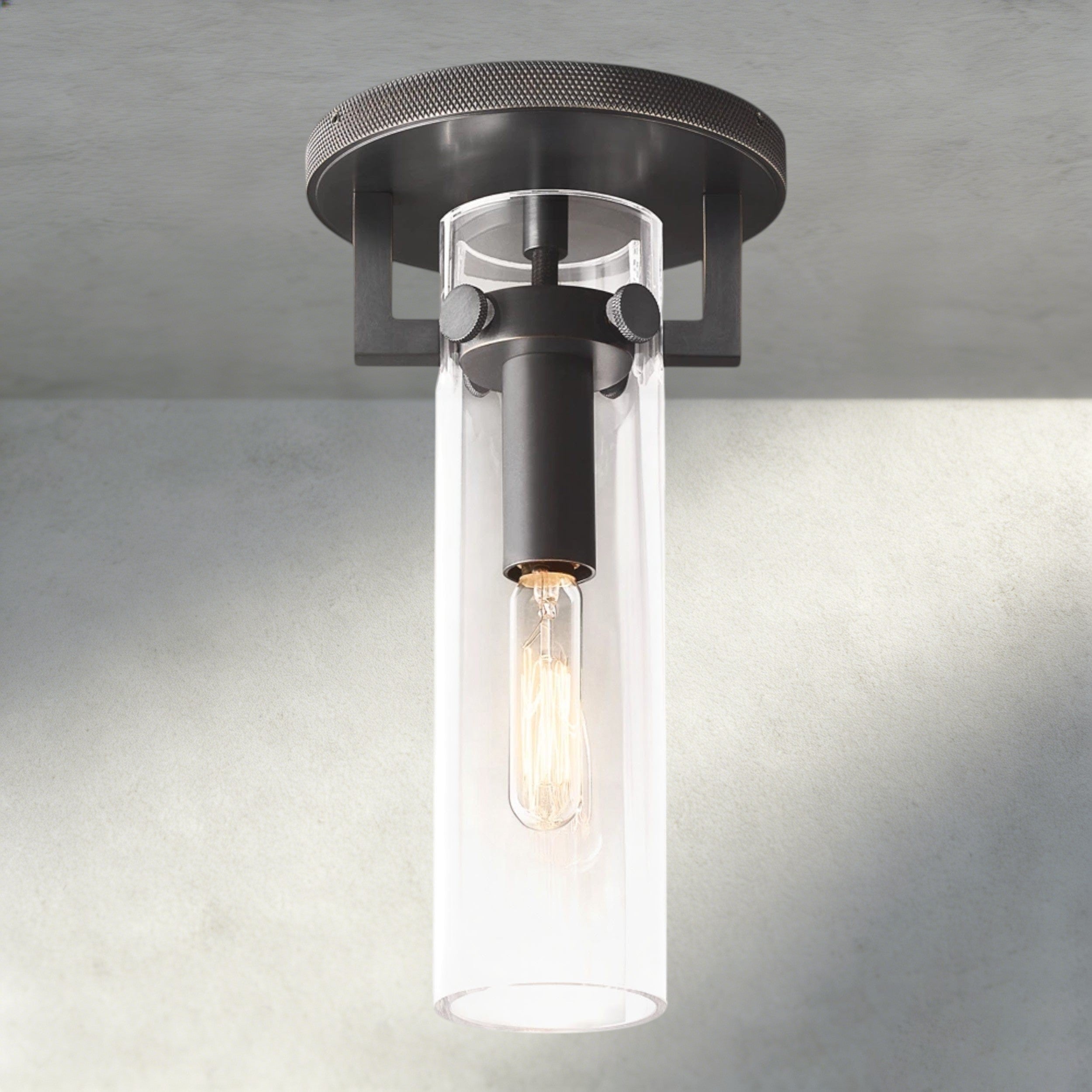 MACHINIST GLASS CYLINDER FLUSHMOUNT-Flush Mount-Manorlights