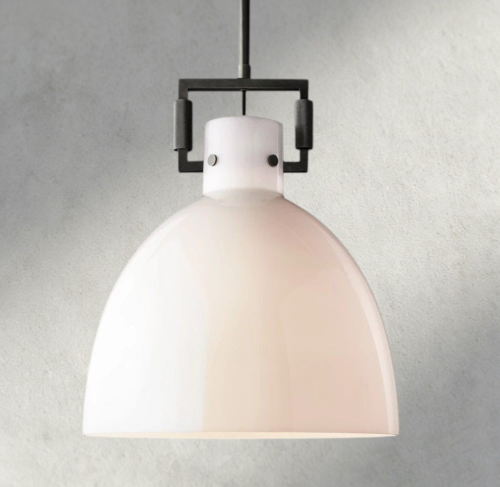 MACHINIST MILK GLASS CLOCHE PENDANT 10", 14", 18"-pendant light-Manorlights