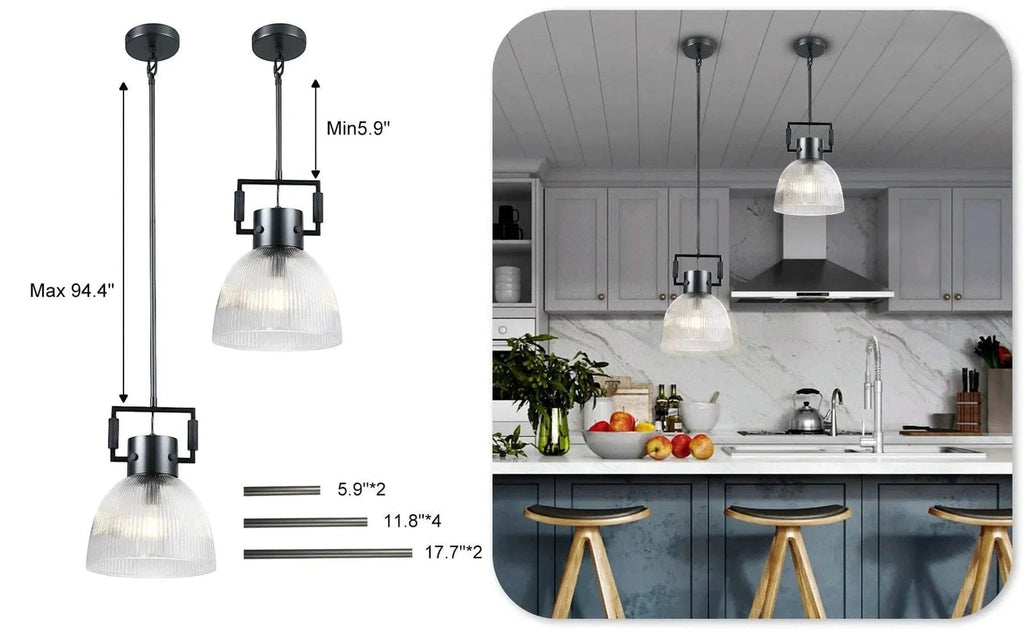 MACHINIST PRISMATIC CLOCHE PENDANT 10", 14", 18"-pendant light-Manorlights