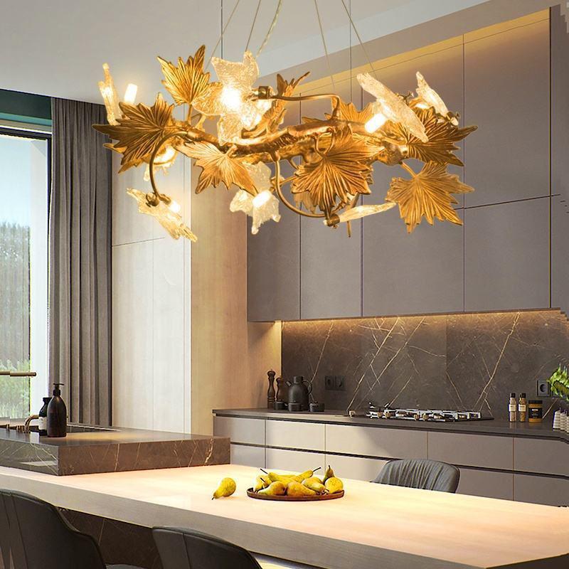 Maple Leaf Branch Chandelier-Manorlights
