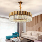 Milano Brushed Gold Crystal Chandelier - D32" - Manorlights