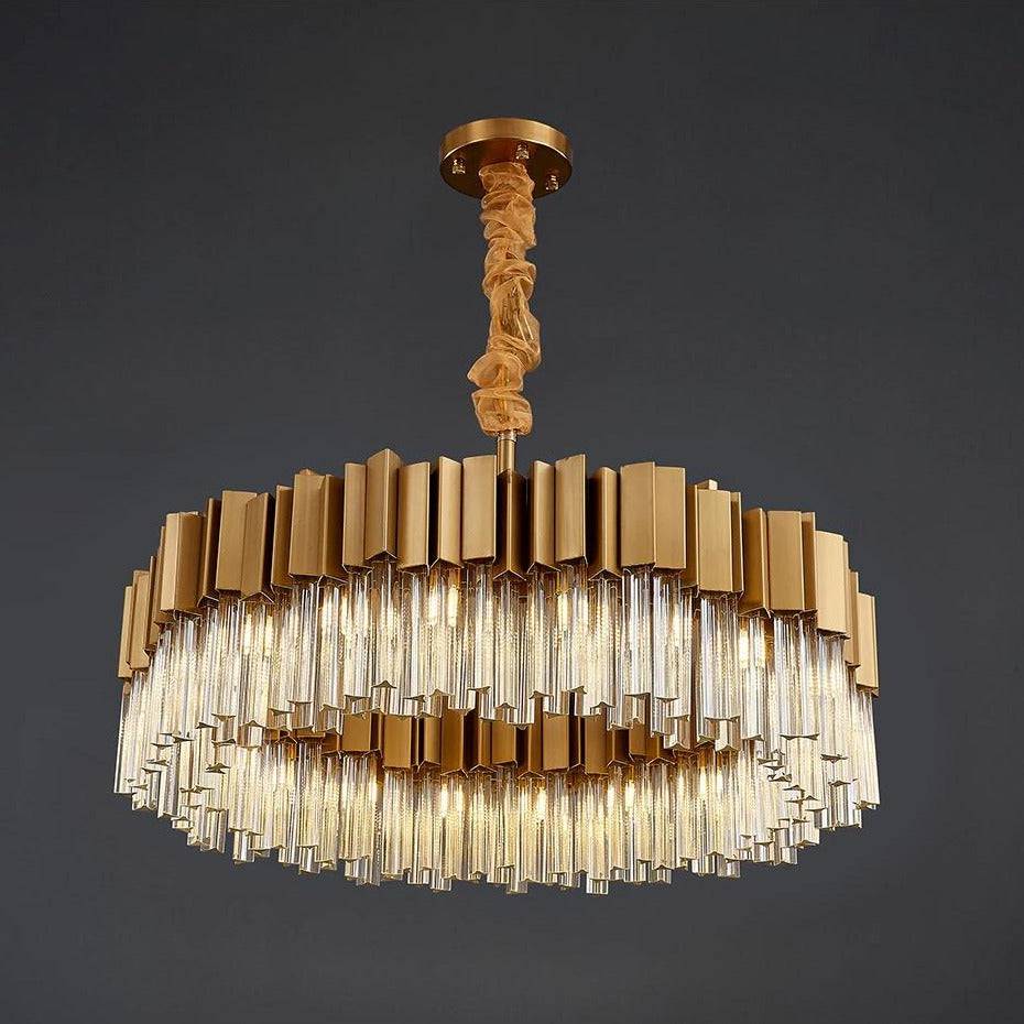 Milano Brushed Gold Crystal Chandelier - D24" - Manorlights