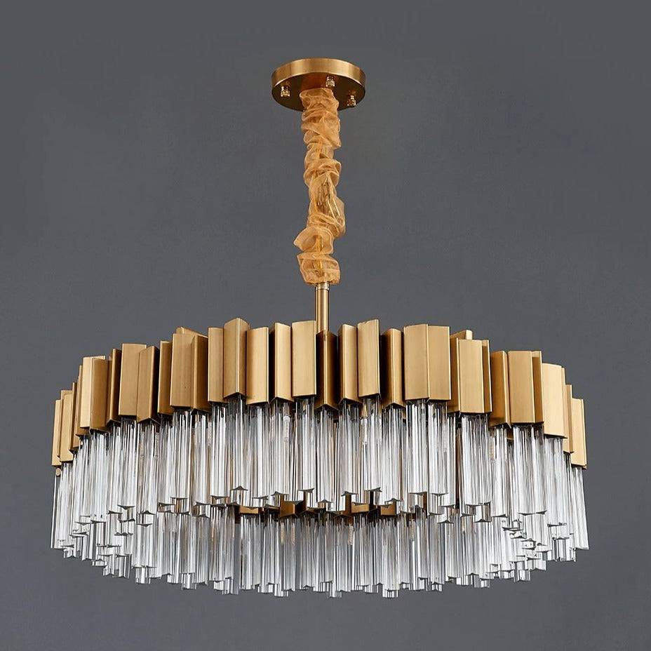Milano Brushed Gold Crystal Chandelier - D24" - Manorlights
