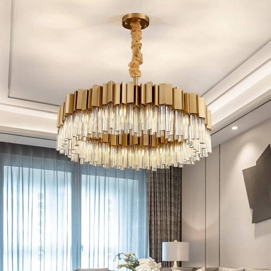Milano Brushed Gold Crystal Chandelier - D40" - Manorlights