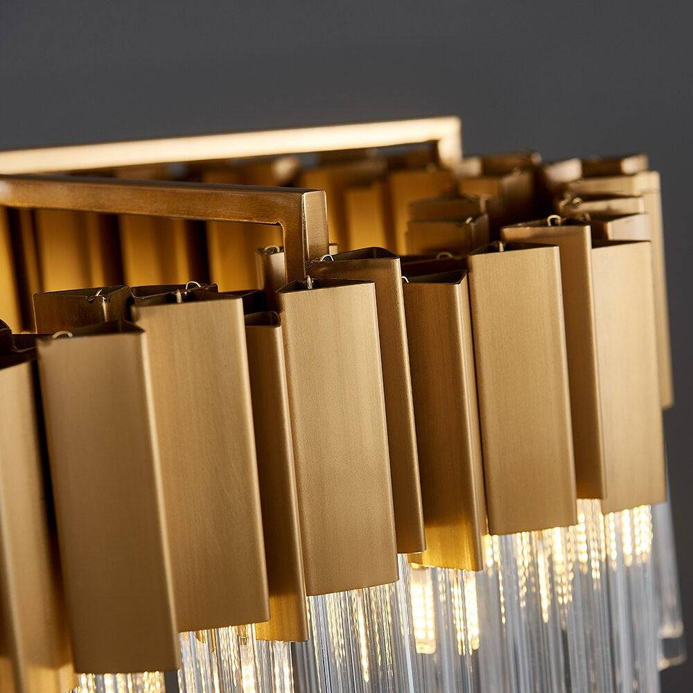 Milano Brushed Gold Crystal Chandelier - D32" - Manorlights