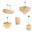 Modern Alabaster Tiered Chandelier - Copper+WhiteDia 100cm x H 77cm / D 39.4 x H 30.3Blushlighting