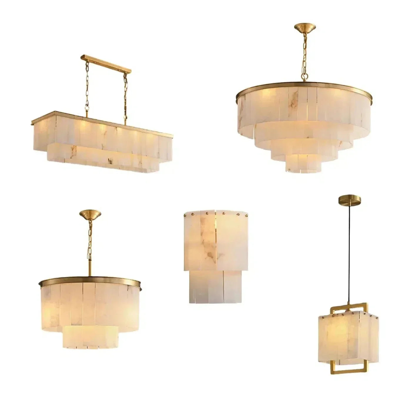 Modern Alabaster Tiered Chandelier - Copper+WhiteDia 100cm x H 77cm / D 39.4 x H 30.3Blushlighting