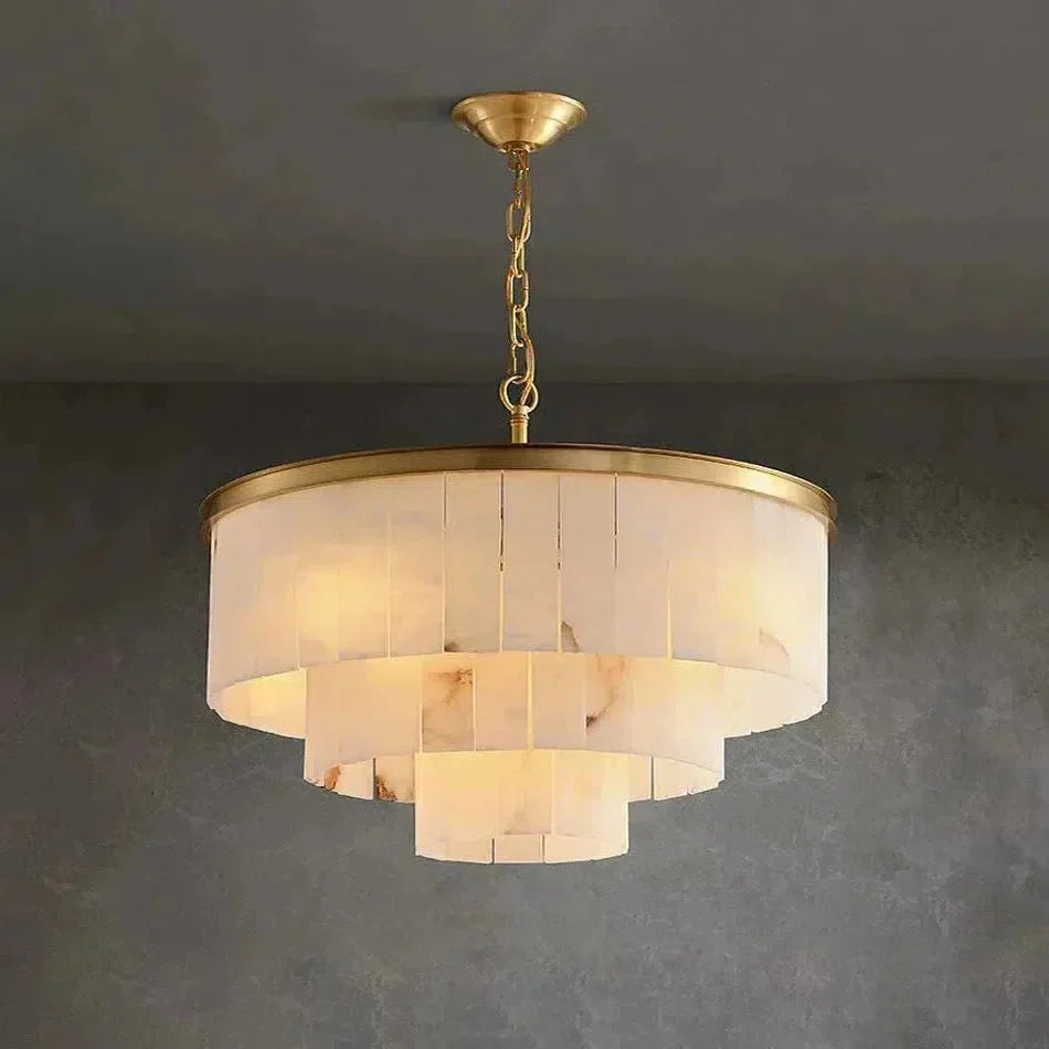 Modern Alabaster Tiered Chandelier - Copper+WhiteDia 60cm x H 65cm / D 23.6 x H 25.6Blushlighting