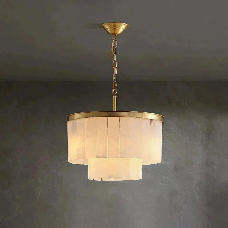 Modern Alabaster Tiered Chandelier - Copper+WhiteDia 45cm x H 58cm / D 17.7 x H 22.8Blushlighting