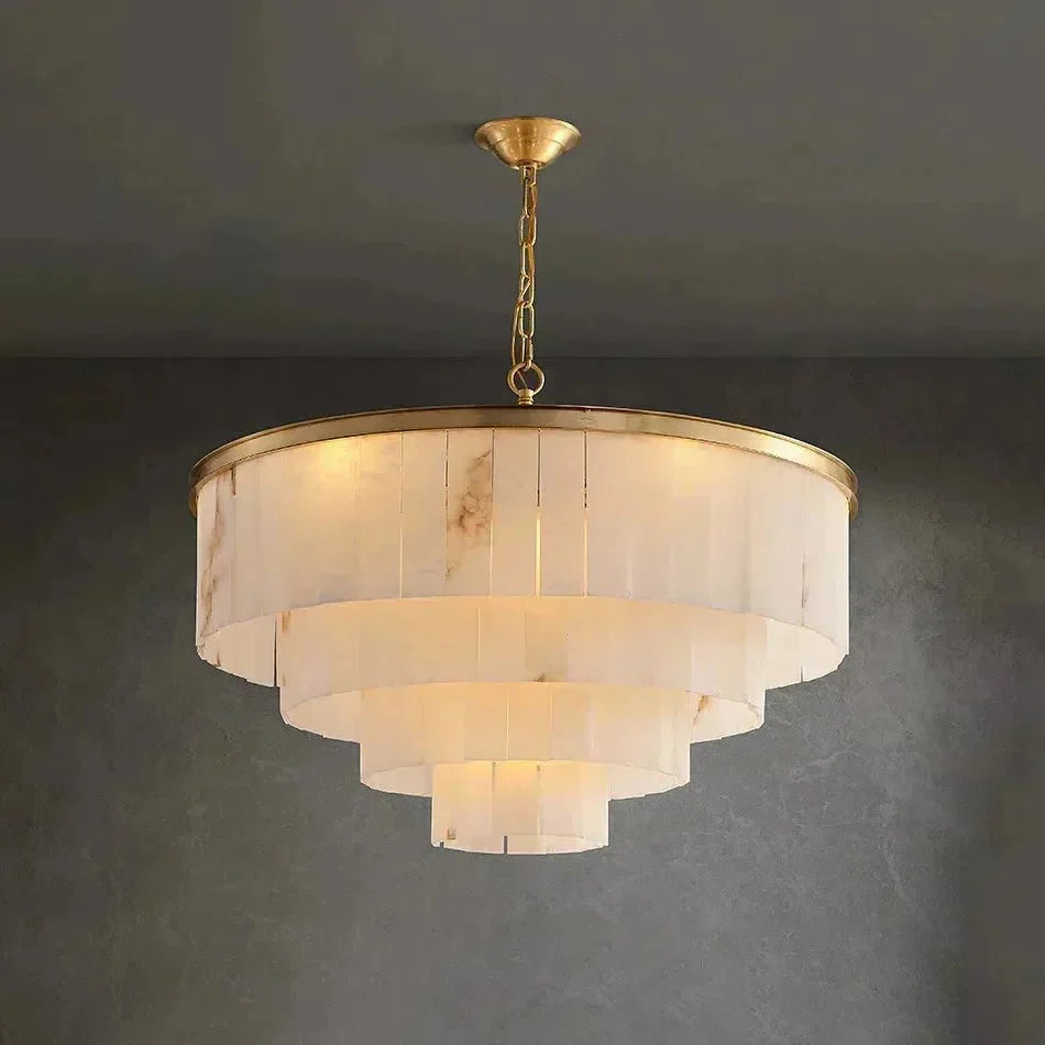Modern Alabaster Tiered Chandelier - Copper+WhiteDia 80cm x H 70cm / D 31.5 x H 27.6Blushlighting