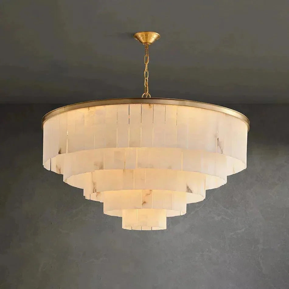 Modern Alabaster Tiered Chandelier - Copper+WhiteDia 100cm x H 77cm / D 39.4 x H 30.3Blushlighting