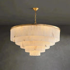 Modern Alabaster Tiered Chandelier - Copper+WhiteDia 100cm x H 77cm / D 39.4 x H 30.3Blushlighting
