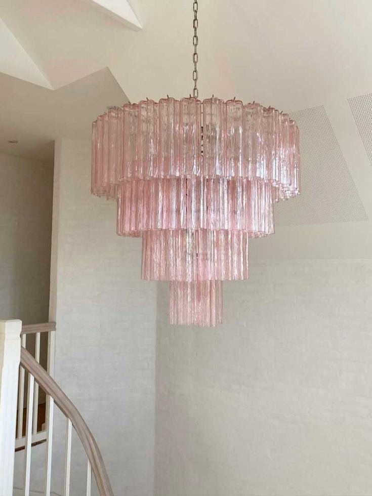 Modern Art Design 3/4/5/7 - Tier Hand - blown Glass Tiered Chandelier - 4 - Tier/D33.5"*H35"PinkWarm Light - Manorlights