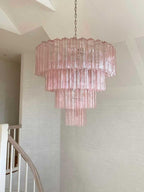Modern Art Design 3/4/5/7 - Tier Hand - blown Glass Tiered Chandelier - 4 - Tier/D33.5"*H35"PinkWarm Light - Manorlights