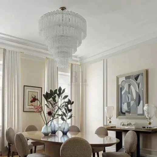 Modern Art Design 3/4/5/7 - Tier Hand - blown Glass Tiered Chandelier - 5 - Tier/D29.88"*H31.5"ClearWarm Light - Manorlights