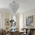 Modern Art Design 3/4/5/7 - Tier Hand - blown Glass Tiered Chandelier - 5 - Tier/D29.88"*H31.5"ClearWarm Light - Manorlights