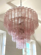 Modern Art Design 3/4/5/7 - Tier Hand - blown Glass Tiered Chandelier - 4 - Tier/D33.5"*H35"PinkWarm Light - Manorlights