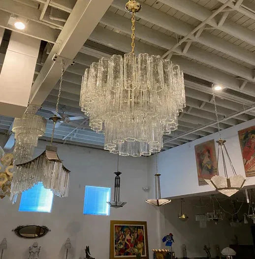 Modern Art Design 3/4/5/7 - Tier Hand - blown Glass Tiered Chandelier - 5 - Tier/D29.88"*H31.5"ClearWarm Light - Manorlights
