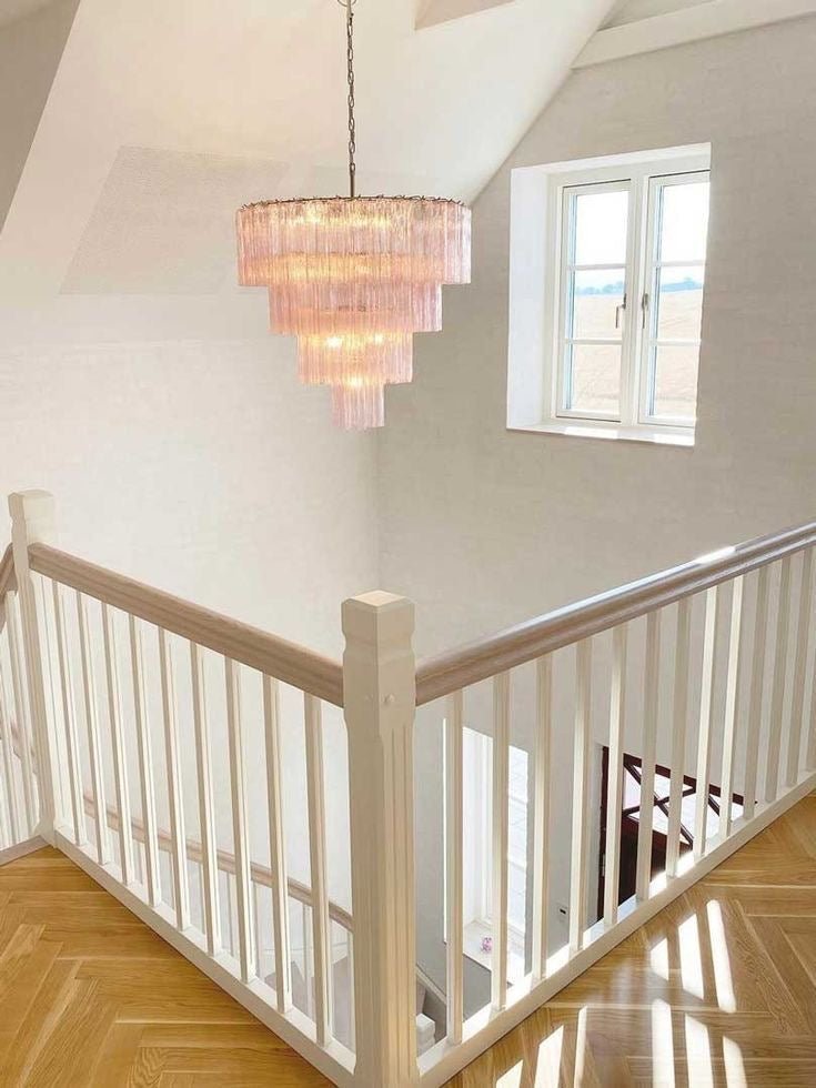 Modern Art Design 3/4/5/7 - Tier Hand - blown Glass Tiered Chandelier - 4 - Tier/D33.5"*H35"PinkWarm Light - Manorlights