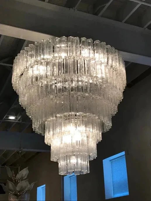 Modern Art Design 3/4/5/7 - Tier Hand - blown Glass Tiered Chandelier - 5 - Tier/D29.88"*H31.5"ClearWarm Light - Manorlights