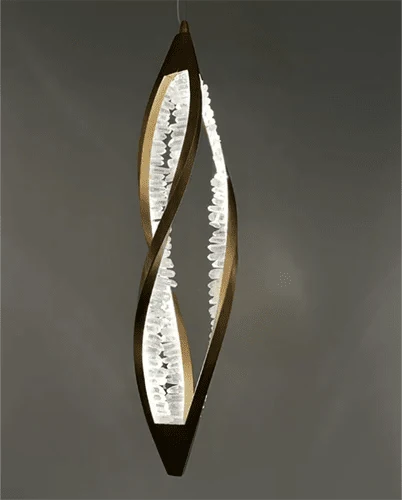 Modern Artistic DNA Twisted Leaf Natural Crystal Cluster Chandelier - D6.30"*H23.62"(D16cm*H60cm)Warm LightManorlights