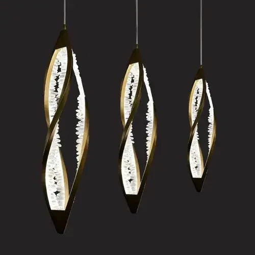 Modern Artistic DNA Twisted Leaf Natural Crystal Cluster Chandelier - D6.30"*H23.62"(D16cm*H60cm)Warm LightManorlights