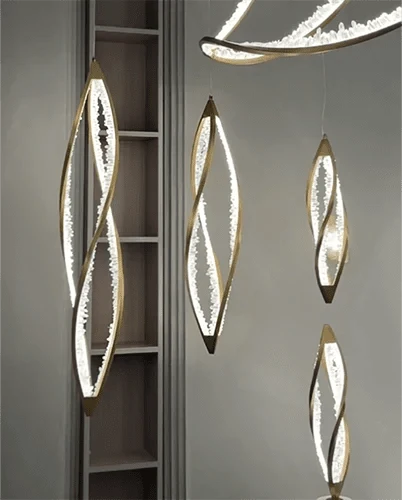 Modern Artistic DNA Twisted Leaf Natural Crystal Cluster Chandelier - D6.30"*H23.62"(D16cm*H60cm)Warm LightManorlights