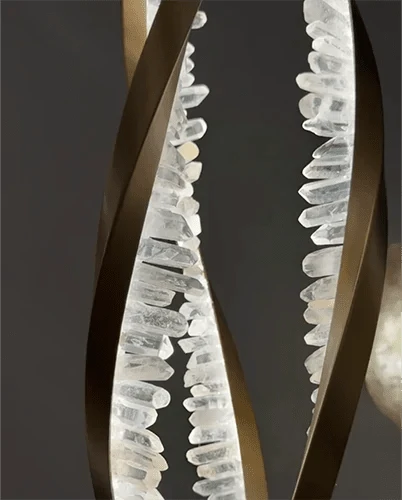 Modern Artistic DNA Twisted Leaf Natural Crystal Cluster Chandelier - D6.30"*H23.62"(D16cm*H60cm)Warm LightManorlights