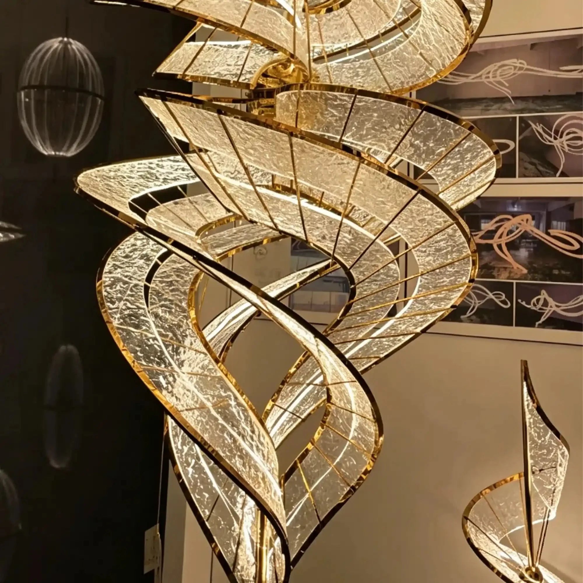 Modern Artistic Double Spiral Acrylic Chandelier for High Ceilings/Staircase/Foyer - D39.37"*H110.24"(D100cm*H280cm)/65kgWarm Light -  Manorlights
