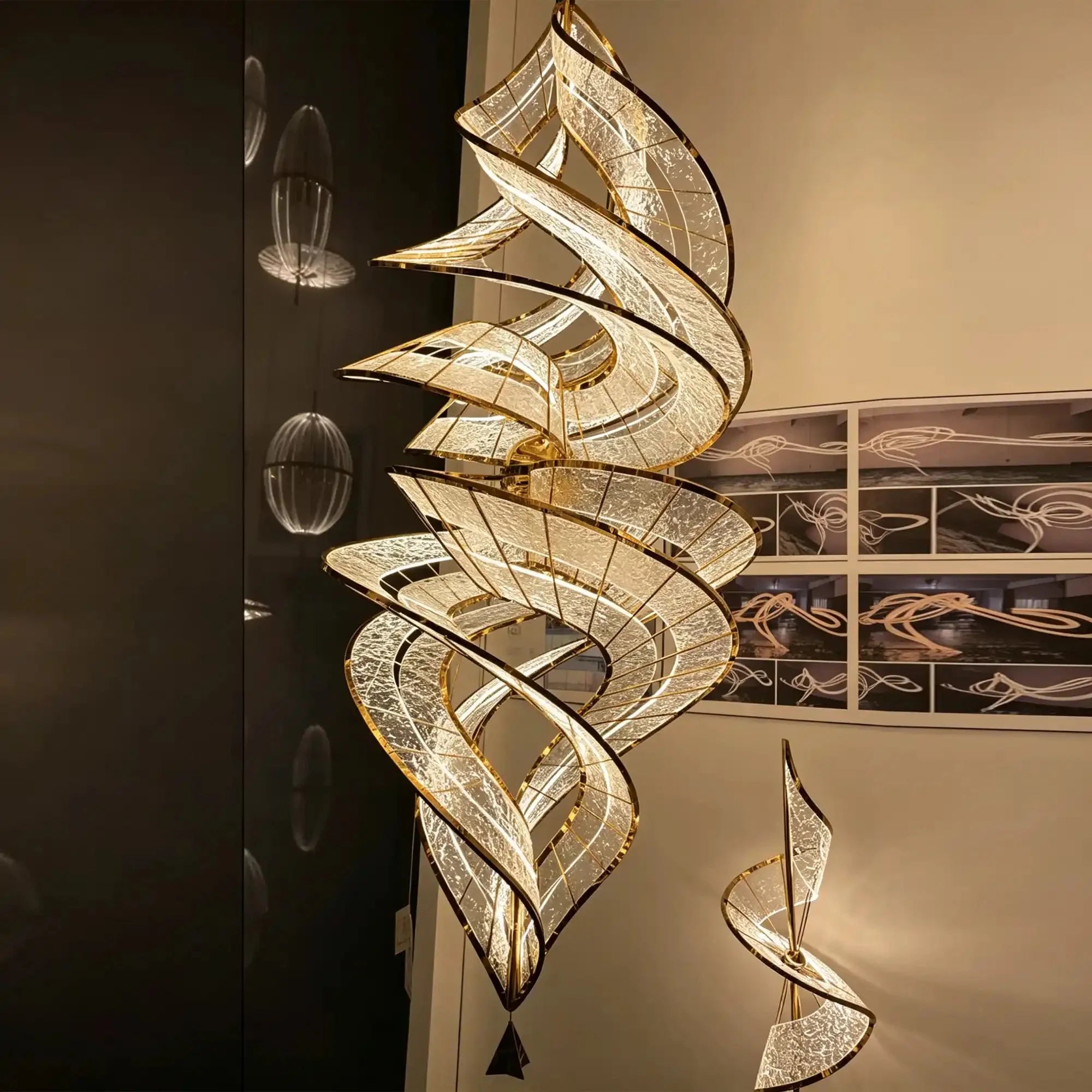 Modern Artistic Double Spiral Acrylic Chandelier for High Ceilings/Staircase/Foyer - D39.37"*H110.24"(D100cm*H280cm)/65kgWarm Light -  Manorlights