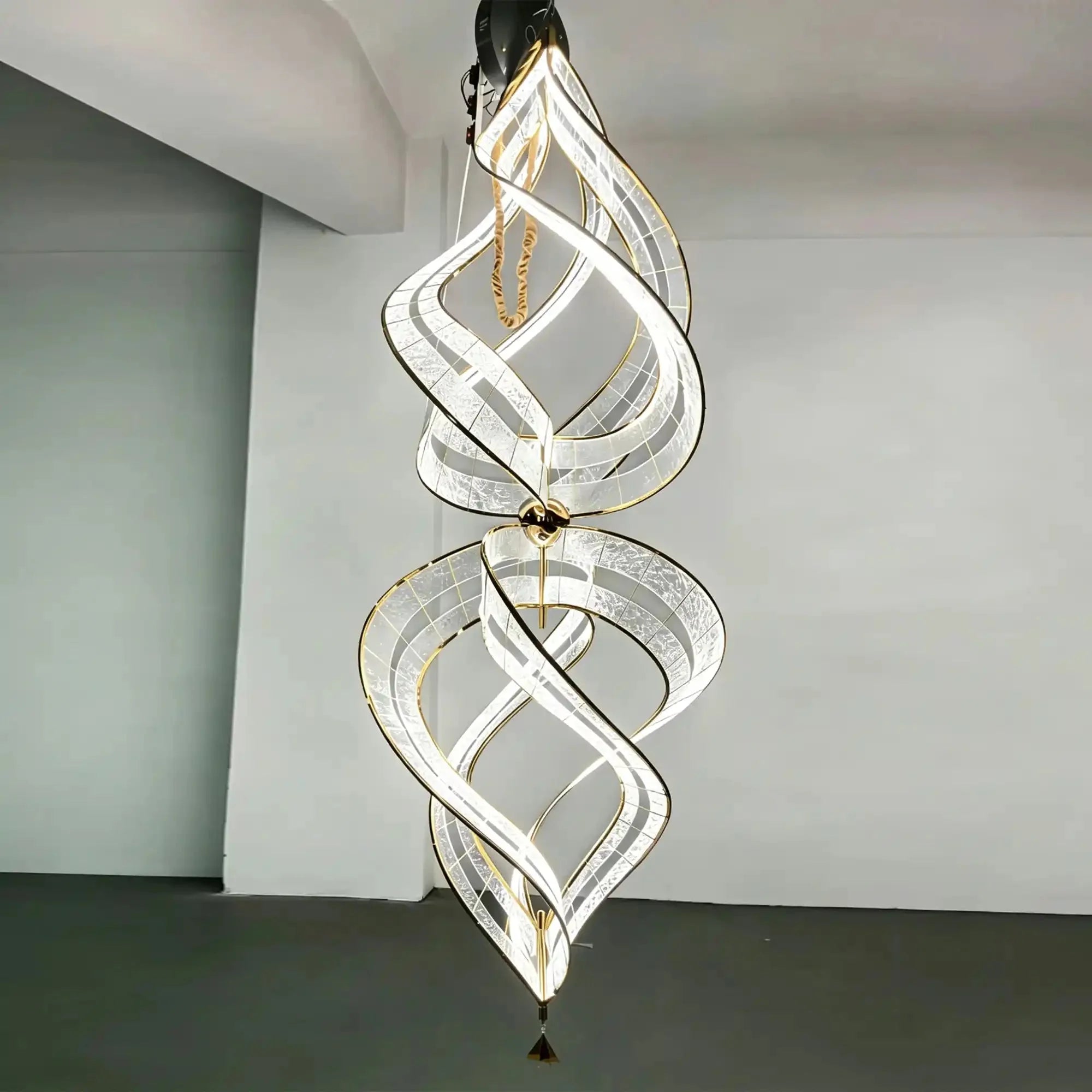 Modern Artistic Double Spiral Acrylic Chandelier for High Ceilings/Staircase/Foyer - D39.37"*H110.24"(D100cm*H280cm)/65kgWarm Light -  Manorlights