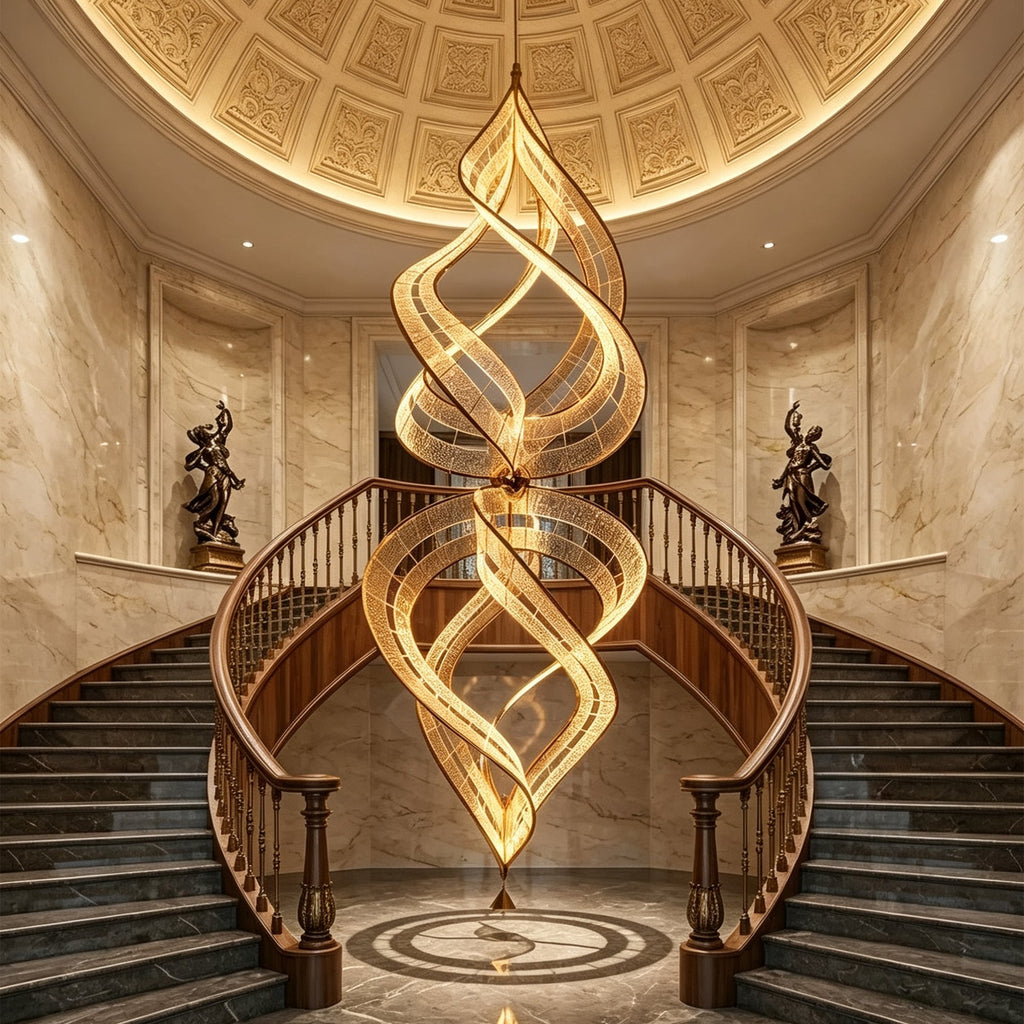 Modern Artistic Double Spiral Acrylic Chandelier for High Ceilings/Staircase/Foyer - D39.37"*H110.24"(D100cm*H280cm)/65kgWarm Light -  Manorlights