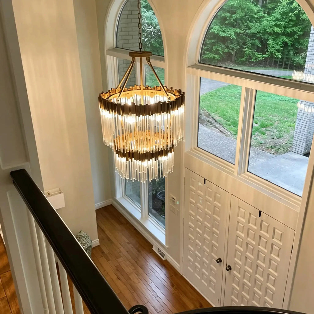 Modern Artistic Luxury Multi-layers Glam Glass Chandelier for High-Ceiling/Staircase/Foyer - 2 Layers/D30"*H56"/46kgAntique CopperWarm LightManorlights