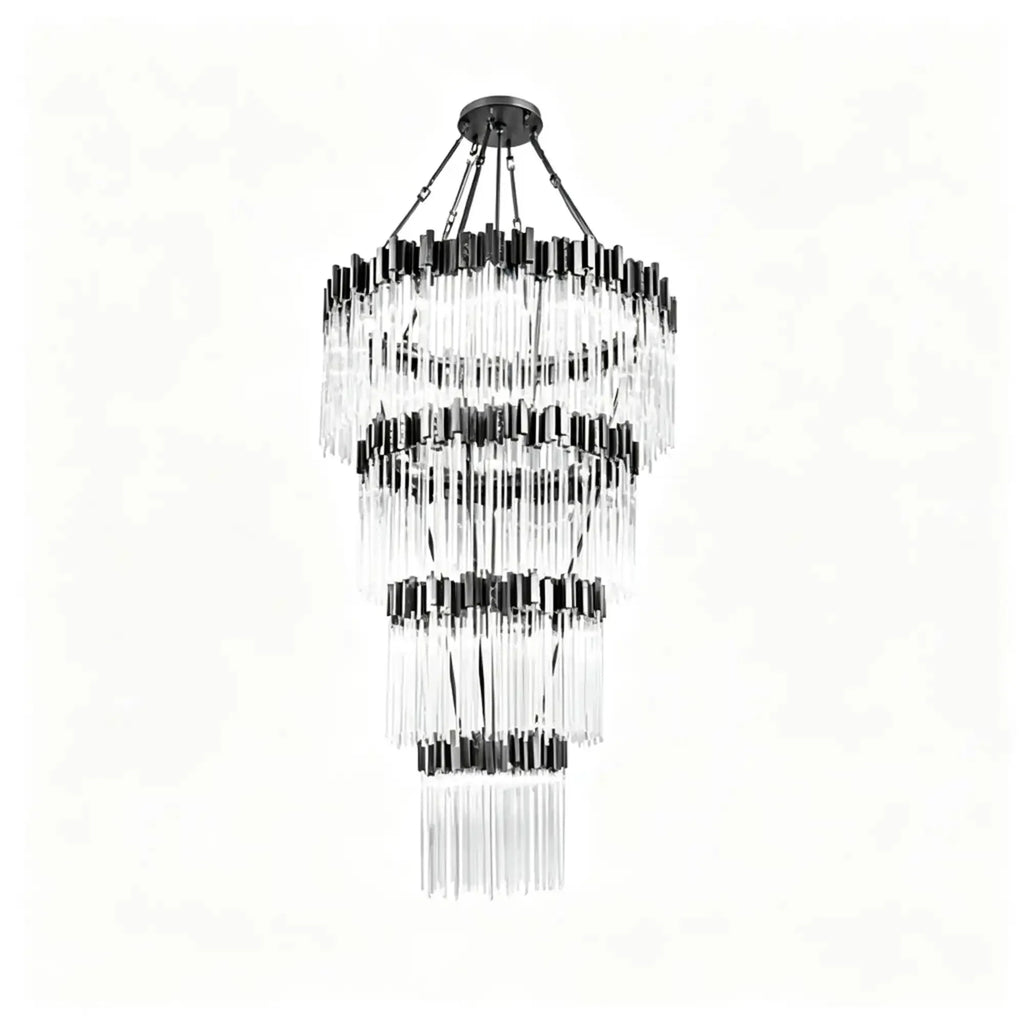 Modern Artistic Luxury Multi-layers Glam Glass Chandelier for High-Ceiling/Staircase/Foyer - 4 Layers/D40"*H95"SliverWarm LightManorlights