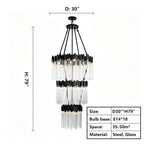 Modern Artistic Luxury Multi-layers Glam Glass Chandelier for High-Ceiling/Staircase/Foyer - 4 Layers/D40"*H95"BlackWarm LightManorlights