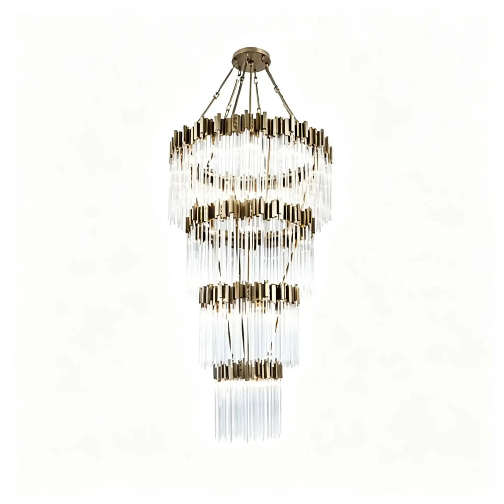 Modern Artistic Luxury Multi-layers Glam Glass Chandelier for High-Ceiling/Staircase/Foyer - 4 Layers/D40"*H95"BlackWarm LightManorlights