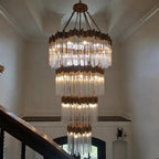 Modern Artistic Luxury Multi-layers Glam Glass Chandelier for High-Ceiling/Staircase/Foyer - 4 Layers/D40"*H95"BlackWarm LightManorlights