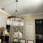 Modern Artistic Luxury Multi-layers Glam Glass Chandelier for High-Ceiling/Staircase/Foyer - 4 Layers/D40"*H95"BlackWarm LightManorlights
