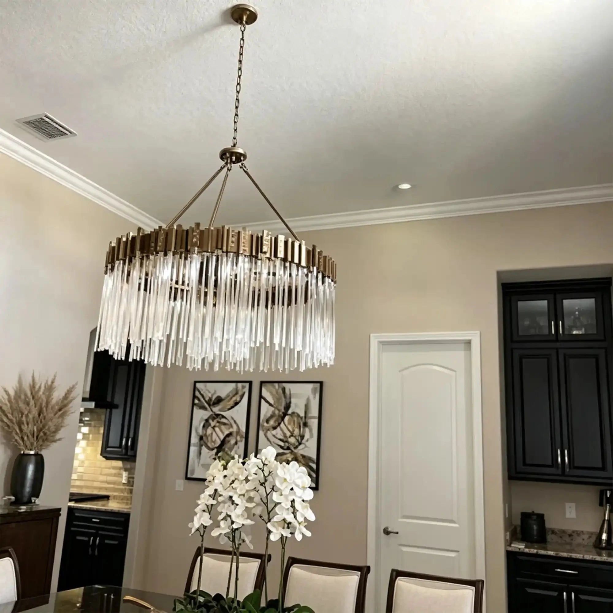 Modern Artistic Luxury Multi-layers Glam Glass Chandelier for High-Ceiling/Staircase/Foyer - 4 Layers/D40"*H95"BlackWarm LightManorlights