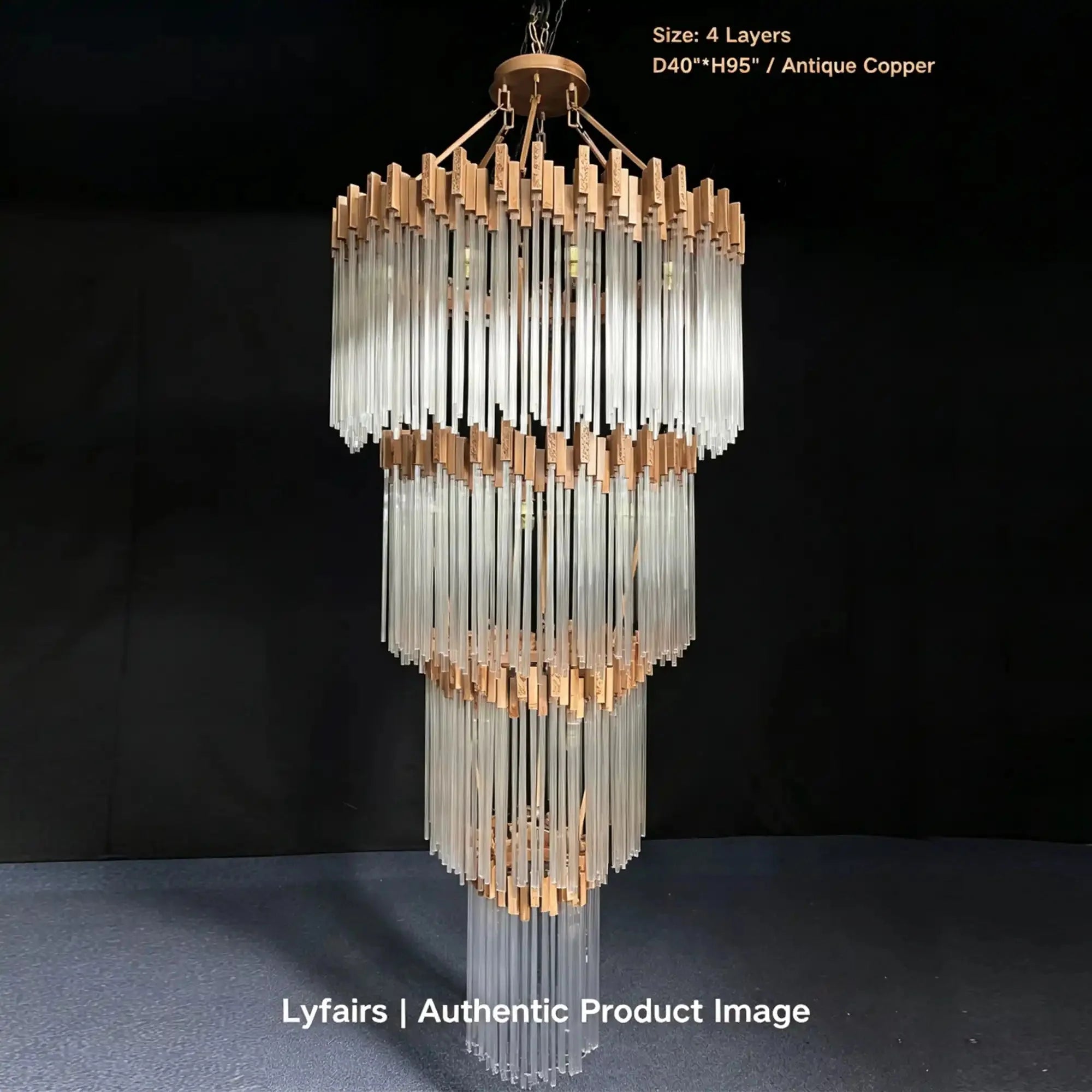 Modern Artistic Luxury Multi-layers Glam Glass Chandelier for High-Ceiling/Staircase/Foyer - 4 Layers/D40"*H95"BlackWarm LightManorlights