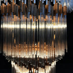 Modern Artistic Luxury Multi-layers Glam Glass Chandelier for High-Ceiling/Staircase/Foyer - 4 Layers/D40"*H95"BlackWarm LightManorlights