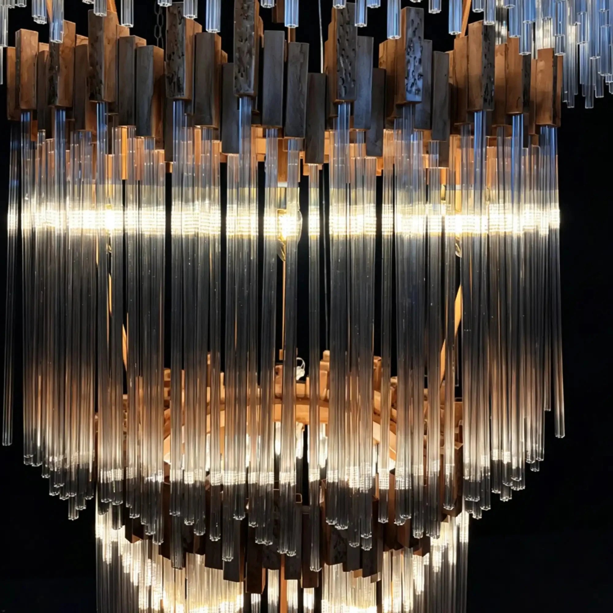 Modern Artistic Luxury Multi-layers Glam Glass Chandelier for High-Ceiling/Staircase/Foyer - 4 Layers/D40"*H95"BlackWarm LightManorlights