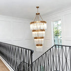 Modern Artistic Luxury Multi-layers Glam Glass Chandelier for High-Ceiling/Staircase/Foyer - 4 Layers/D40"*H95"Antique CopperWarm LightManorlights