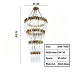Modern Artistic Luxury Multi-layers Glam Glass Chandelier for High-Ceiling/Staircase/Foyer - 4 Layers/D40"*H95"BlackWarm LightManorlights