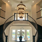 Modern Artistic Luxury Multi-layers Glam Glass Chandelier for High-Ceiling/Staircase/Foyer - 4 Layers/D40"*H95"BlackWarm LightManorlights