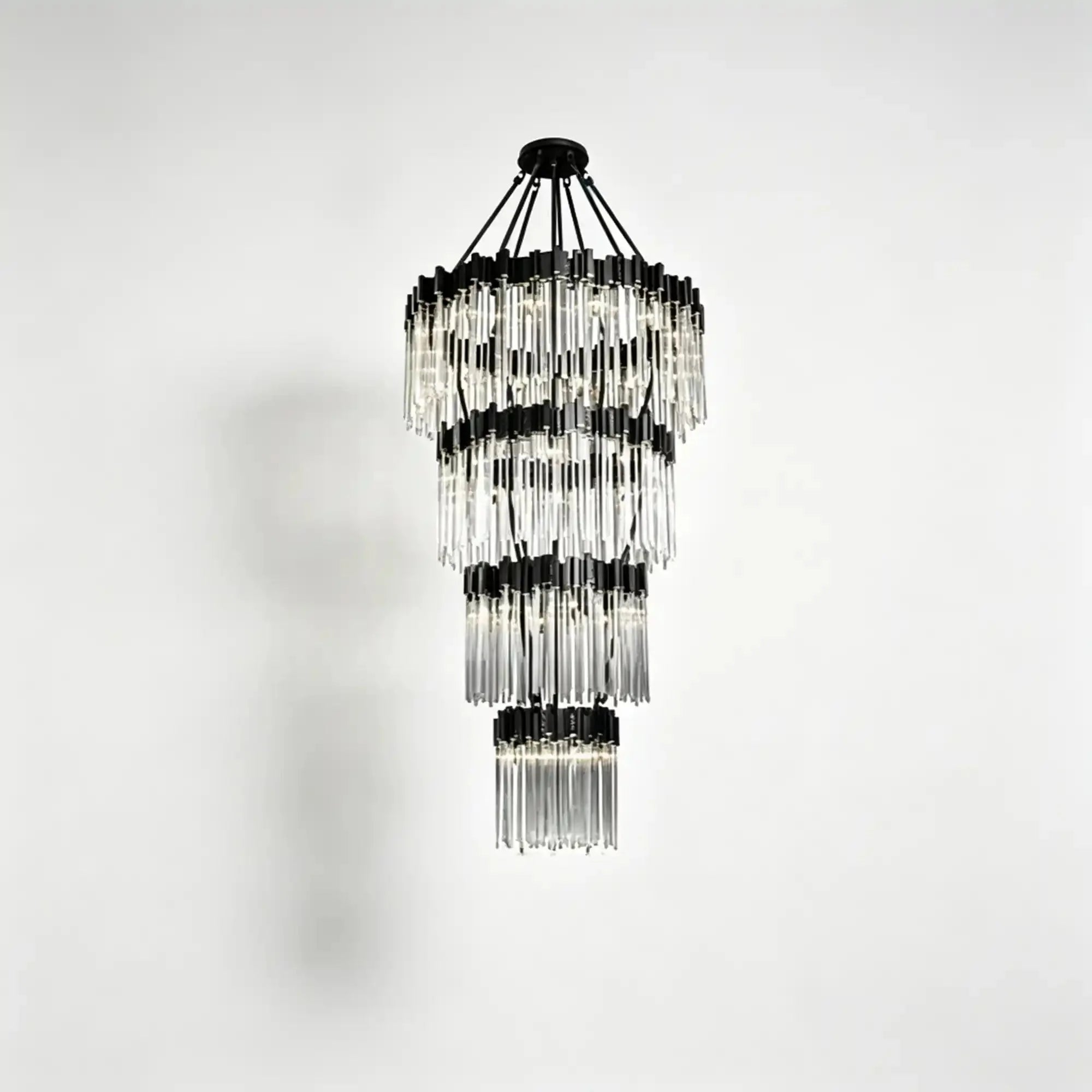 Modern Artistic Luxury Multi-layers Glam Glass Chandelier for High-Ceiling/Staircase/Foyer - 4 Layers/D40"*H95"BlackWarm LightManorlights