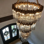 Modern Artistic Luxury Multi-layers Glam Glass Chandelier for High-Ceiling/Staircase/Foyer - 4 Layers/D40"*H95"BlackWarm LightManorlights