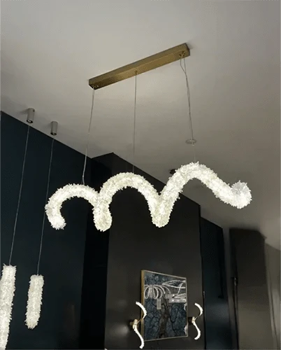 Modern Artistic Spring-shaped Natural Crystal Chandelier Modern Artistic Spring-shaped Natural Crystal Chandelier for Dining Room/Kitchen Island/Low Ceilings - L39.4"*H14.96"Warm LightManorlights
