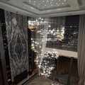 Modern Ascending Spiral Floating Glass Feather Chandelier with Bulbs - Square Canopy/L68"*H144" (L173cm*H366cm)Warm LightManorlights