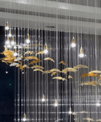 Modern Ascending Spiral Floating Glass Feather Chandelier with Bulbs - Square Canopy/L68"*H144" (L173cm*H366cm)Warm LightManorlights
